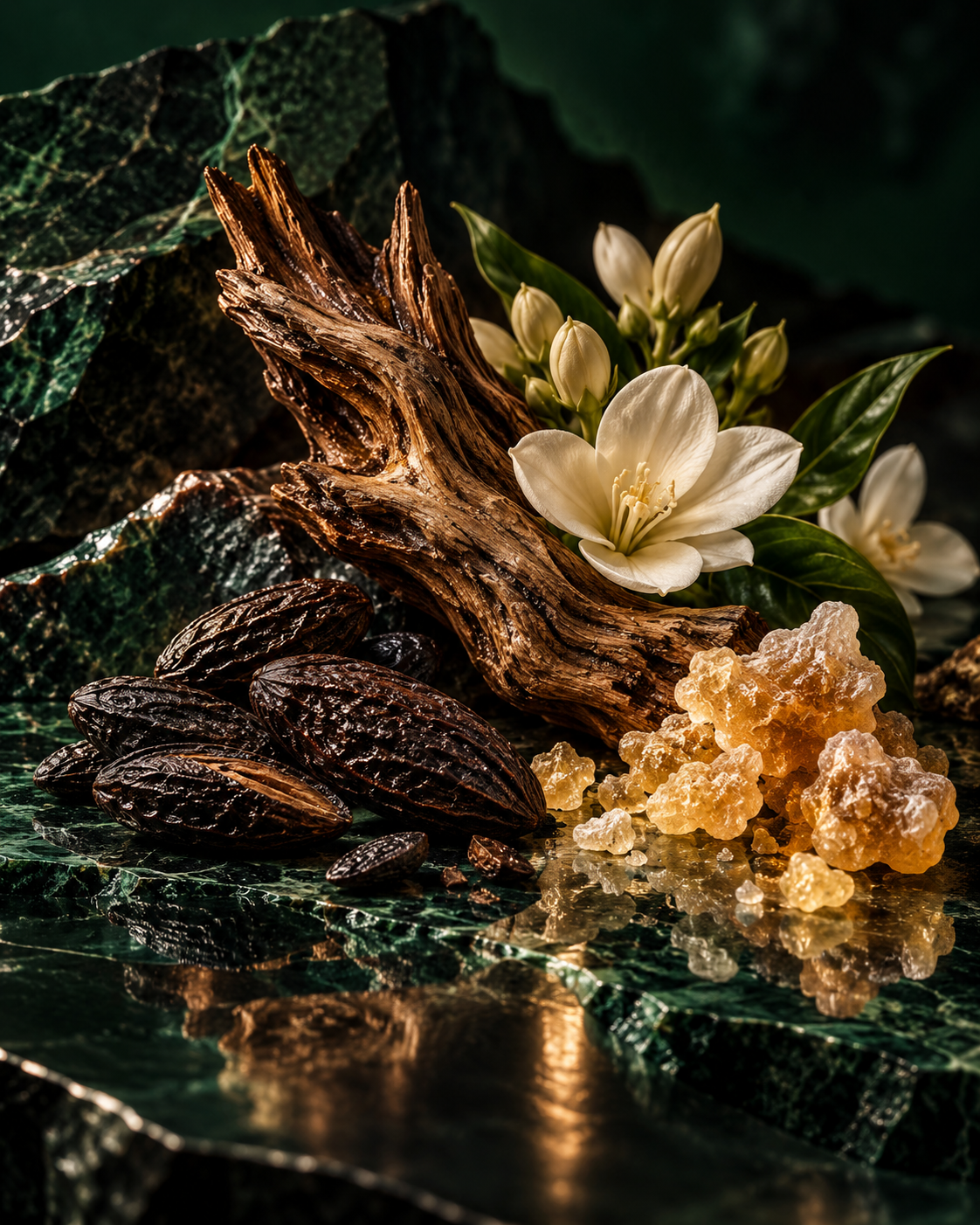 Green apple, lemon and dragon fruit with white flowers